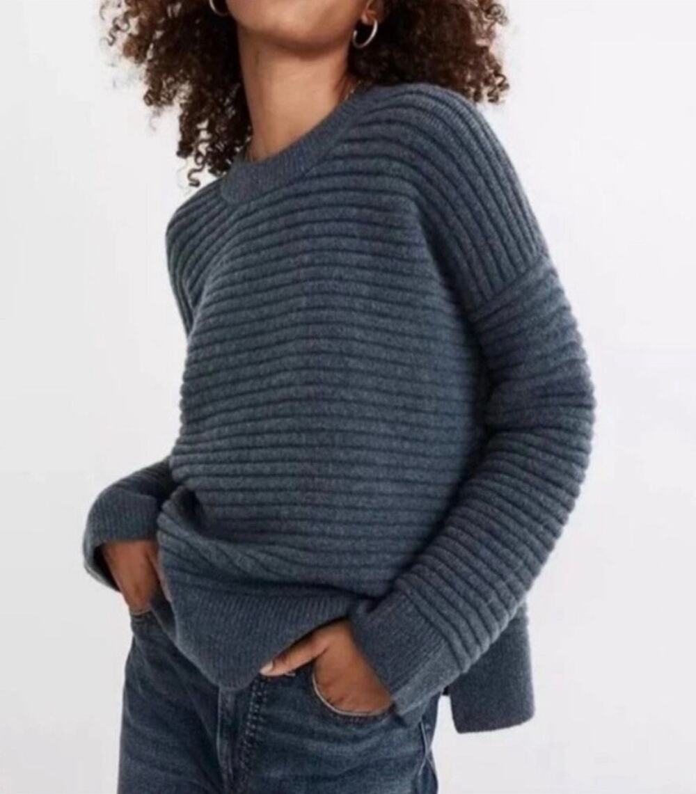 Madewell Elsmere Sweater Pullover Wool Blend Heather Lake Blue Women's Small
